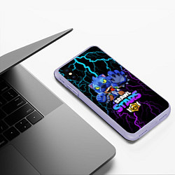 Чехол iPhone XS Max матовый Brawl Stars LEON, цвет: 3D-светло-сиреневый — фото 2