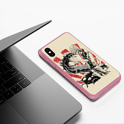 Чехол iPhone XS Max матовый Токийский гуль, цвет: 3D-малиновый — фото 2