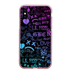 Чехол iPhone XS Max матовый LIL PEEP LOGOBOMBING, цвет: 3D-розовый