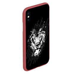 Чехол iPhone XS Max матовый Лев, цвет: 3D-красный — фото 2
