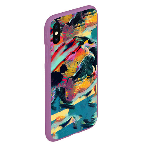 Чехол iPhone XS Max матовый Абстрактный рисунок / 3D-Фиолетовый – фото 2