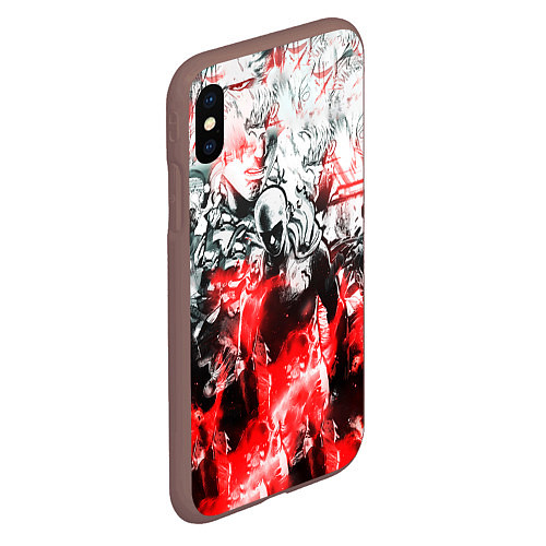 Чехол iPhone XS Max матовый One-Punch Man Collage / 3D-Коричневый – фото 2