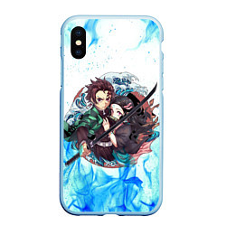 Чехол iPhone XS Max матовый KIMETSU NO YAIBA, цвет: 3D-голубой