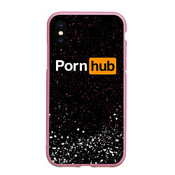 Чехол iPhone XS Max матовый PornHub, цвет: 3D-розовый