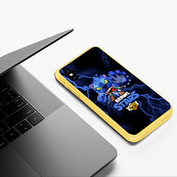 Чехол iPhone XS Max матовый Brawl Stars LEON, цвет: 3D-желтый — фото 2