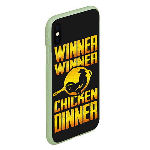 Чехол iPhone XS Max матовый Winner Chicken Dinner / 3D-Салатовый – фото 2
