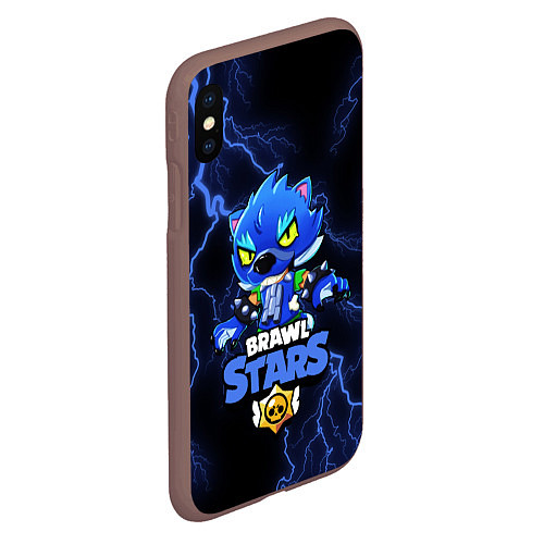 Чехол iPhone XS Max матовый Brawl Stars LEON / 3D-Коричневый – фото 2