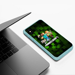 Чехол iPhone XS Max матовый Minecraft Майнкрафт, цвет: 3D-мятный — фото 2