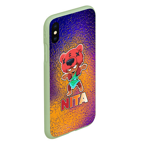 Чехол iPhone XS Max матовый Brawl Stars Nita / 3D-Салатовый – фото 2