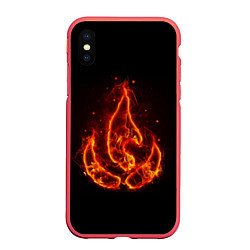 Чехол iPhone XS Max матовый Fire, цвет: 3D-красный