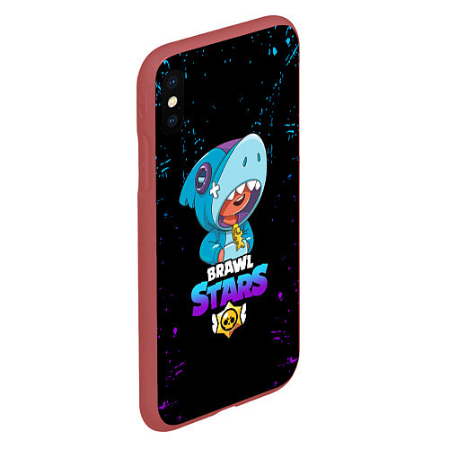 Чехол iPhone XS Max матовый BRAWL STARS LEON SHARK, / 3D-Красный – фото 2