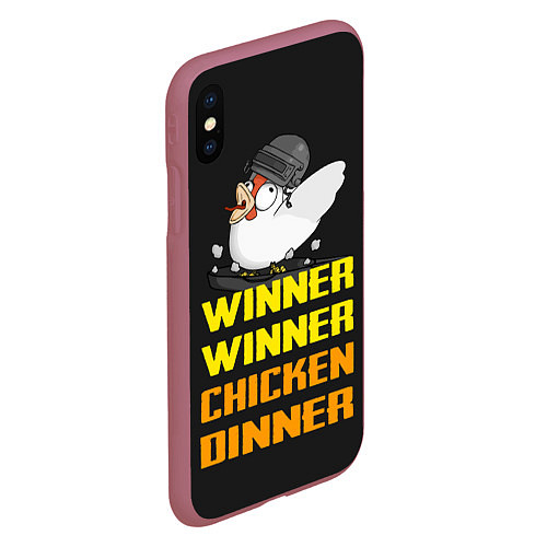 Чехол iPhone XS Max матовый Winner Chicken Dinner / 3D-Малиновый – фото 2