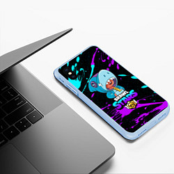 Чехол iPhone XS Max матовый BRAWL STARS LEONS HARK, цвет: 3D-голубой — фото 2