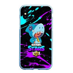 Чехол iPhone XS Max матовый BRAWL STARS LEONS HARK, цвет: 3D-голубой