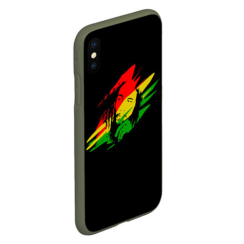 Чехол iPhone XS Max матовый Боб Марли / 3D-Темно-зеленый – фото 2