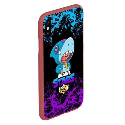 Чехол iPhone XS Max матовый BRAWL STARS LEON SHARK / 3D-Красный – фото 2