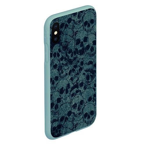 Чехол iPhone XS Max матовый Skull / 3D-Мятный – фото 2