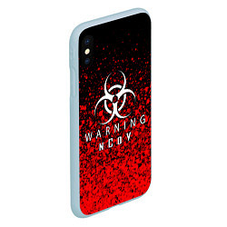 Чехол iPhone XS Max матовый Warning NCoV, цвет: 3D-голубой — фото 2