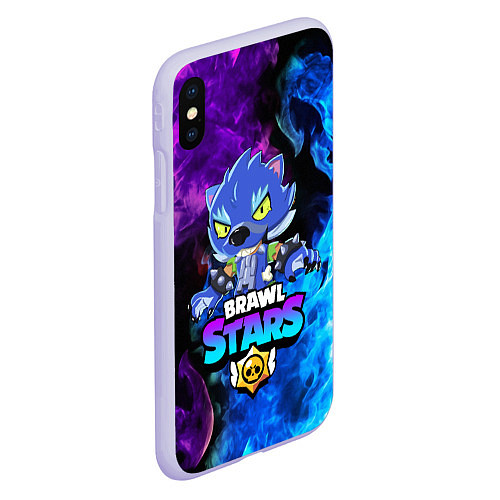 Чехол iPhone XS Max матовый BRAWL STARS LEON / 3D-Светло-сиреневый – фото 2