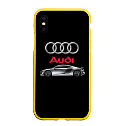 Чехол iPhone XS Max матовый AUDI, цвет: 3D-желтый