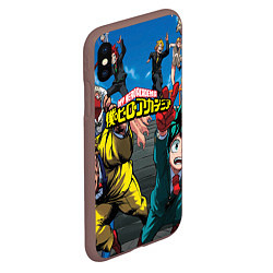 Чехол iPhone XS Max матовый My Hero Academia все герои, цвет: 3D-коричневый — фото 2