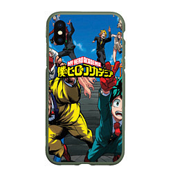 Чехол iPhone XS Max матовый My Hero Academia все герои, цвет: 3D-темно-зеленый