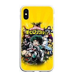 Чехол iPhone XS Max матовый MY HERO ACADEMIA группа героев, цвет: 3D-белый