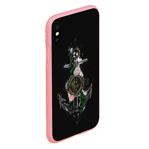 Чехол iPhone XS Max матовый Якорь с компасом и цветами / 3D-Баблгам – фото 2