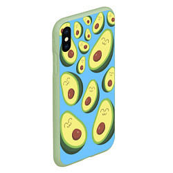 Чехол iPhone XS Max матовый Авокадо паттерн, цвет: 3D-салатовый — фото 2