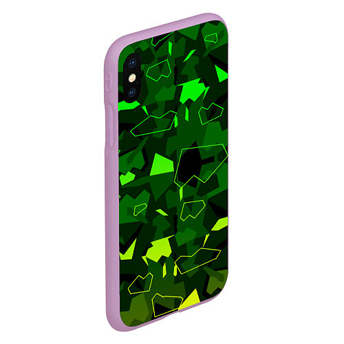 Чехол iPhone XS Max матовый КАМУФЛЯЖНЫЕ ОСКОЛКИ / 3D-Сиреневый – фото 2