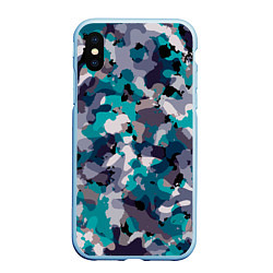 Чехол iPhone XS Max матовый Камуфляж: ледяной, цвет: 3D-голубой