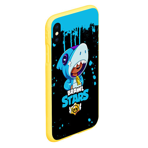 Чехол iPhone XS Max матовый Brawl Stars Leon Shark / 3D-Желтый – фото 2