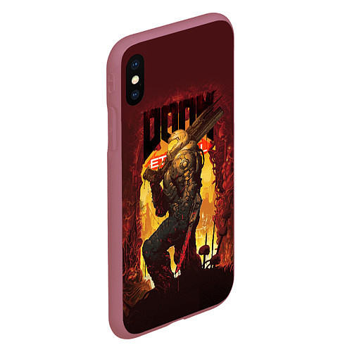 Чехол iPhone XS Max матовый Doom Eternal / 3D-Малиновый – фото 2