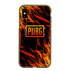 Чехол iPhone XS Max матовый PUBG, цвет: 3D-коричневый