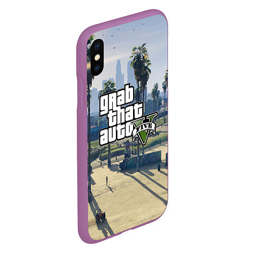 Чехол iPhone XS Max матовый GRAND THEFT AUTO 5 / 3D-Фиолетовый – фото 2