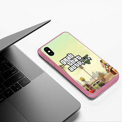 Чехол iPhone XS Max матовый GTA 5, цвет: 3D-малиновый — фото 2