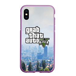 Чехол iPhone XS Max матовый GTA 5, цвет: 3D-фиолетовый