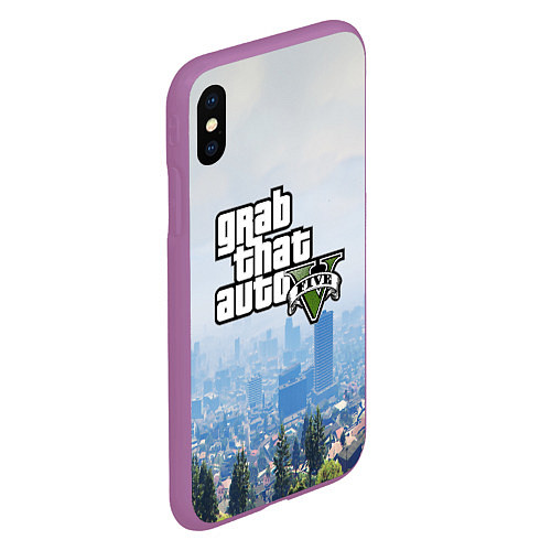 Чехол iPhone XS Max матовый GTA 5 / 3D-Фиолетовый – фото 2