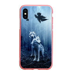 Чехол iPhone XS Max матовый Волки в тёмном лесу