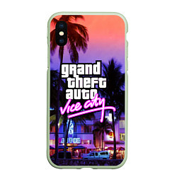 Чехол iPhone XS Max матовый Grand Theft Auto Vice City, цвет: 3D-салатовый