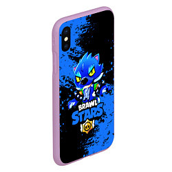 Чехол iPhone XS Max матовый Brawl Stars Leon, цвет: 3D-сиреневый — фото 2