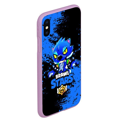 Чехол iPhone XS Max матовый Brawl Stars Leon / 3D-Сиреневый – фото 2