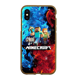 Чехол iPhone XS Max матовый Minecraft Майнкрафт, цвет: 3D-коричневый