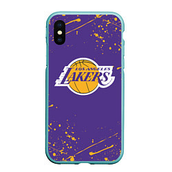 Чехол iPhone XS Max матовый LA LAKERS, цвет: 3D-мятный