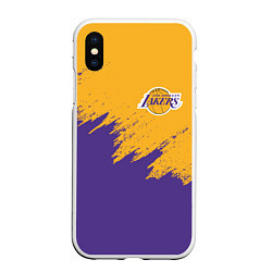 Чехол iPhone XS Max матовый LA LAKERS, цвет: 3D-белый