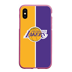 Чехол iPhone XS Max матовый LA LAKERS, цвет: 3D-малиновый