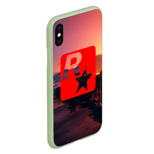 Чехол iPhone XS Max матовый GTA ROCKSTAR / 3D-Салатовый – фото 2