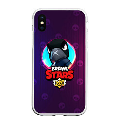 Чехол iPhone XS Max матовый Brawl Stars Crow v1, цвет: 3D-белый