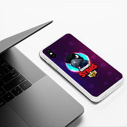 Чехол iPhone XS Max матовый Brawl Stars Crow v1, цвет: 3D-белый — фото 2