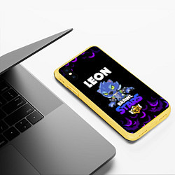 Чехол iPhone XS Max матовый Brawl stars leon оборотень, цвет: 3D-желтый — фото 2